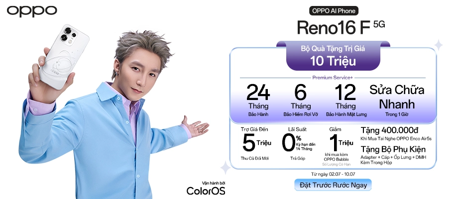 OPPO RENO16 F 5G  Đặt trước rước ngay